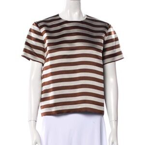 Mother of Pearl
Striped Brown and Silver Silk Women's Top